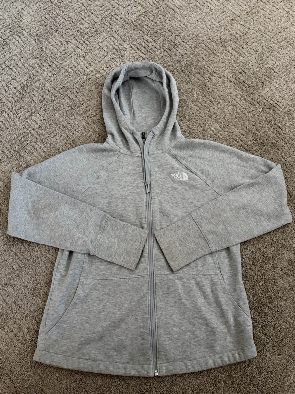 The North Face Light Gray Zip-Up Hooded Women’s Top - Picture 4 of 7